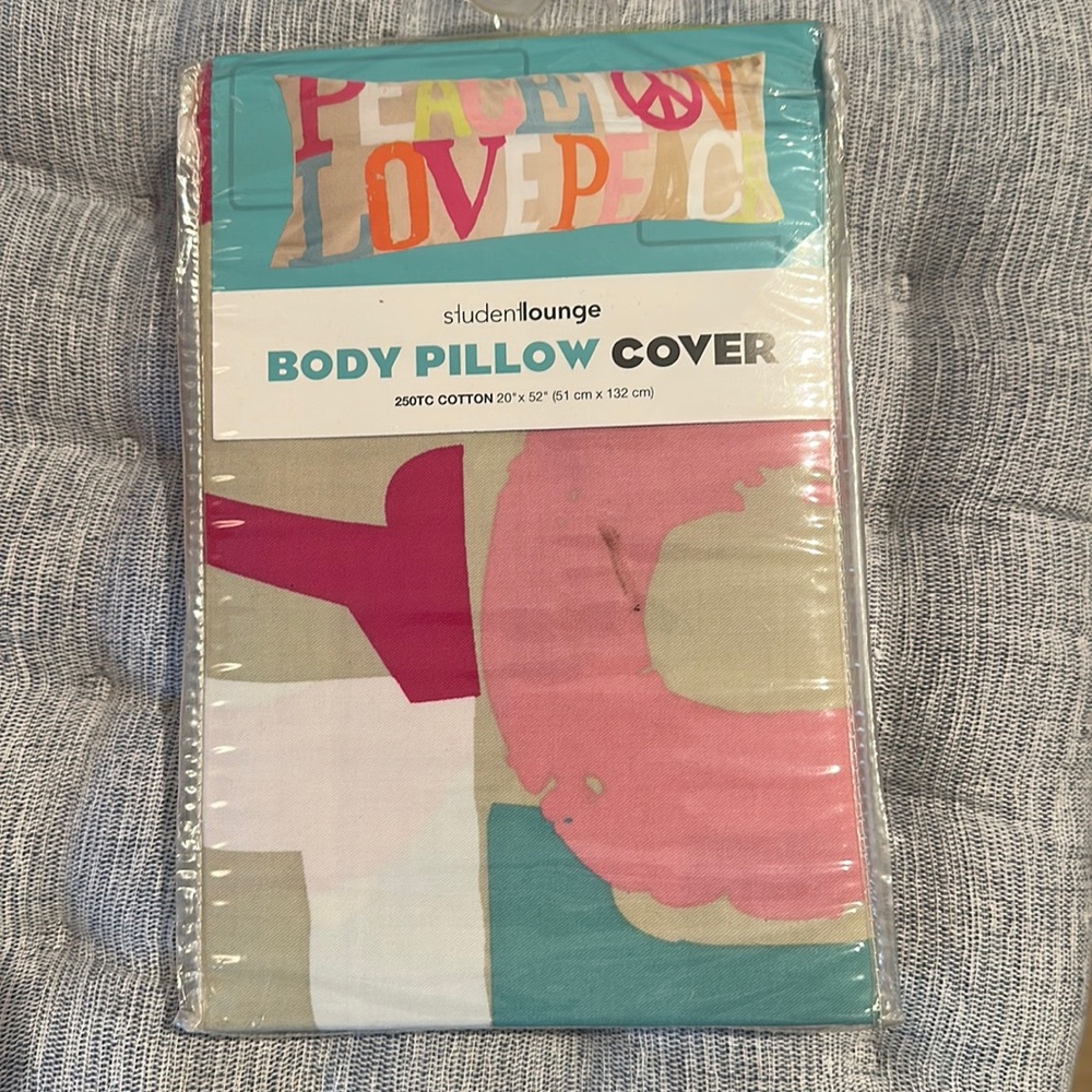 Body Pillow Cover - Cotton 20”x52” - LOVE / PEACE new